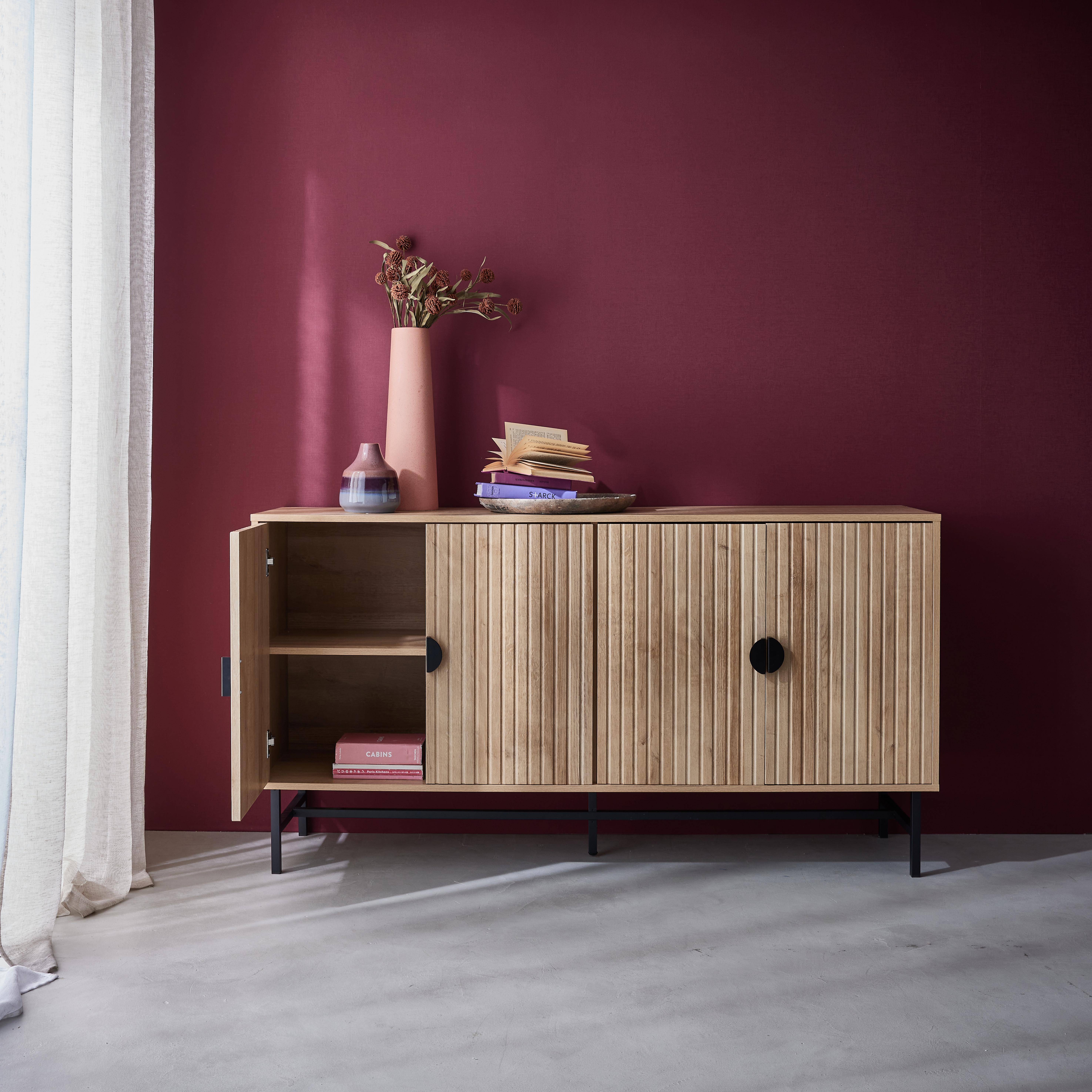  Credenza effetto rovere, Bazalt, quattro ante, due ripiani, L 157,5 x L 39 x H 83cm Photo3