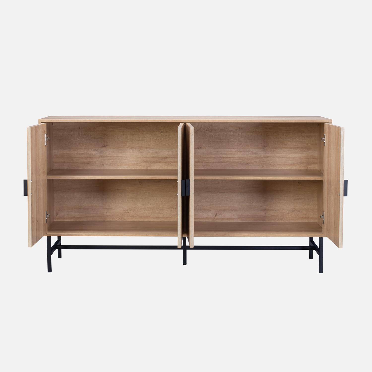  Oak-effect storage sideboard, Bazalt, four doors, two shelves, L 157.5 x W 39 x H 83cm,sweeek,Photo3