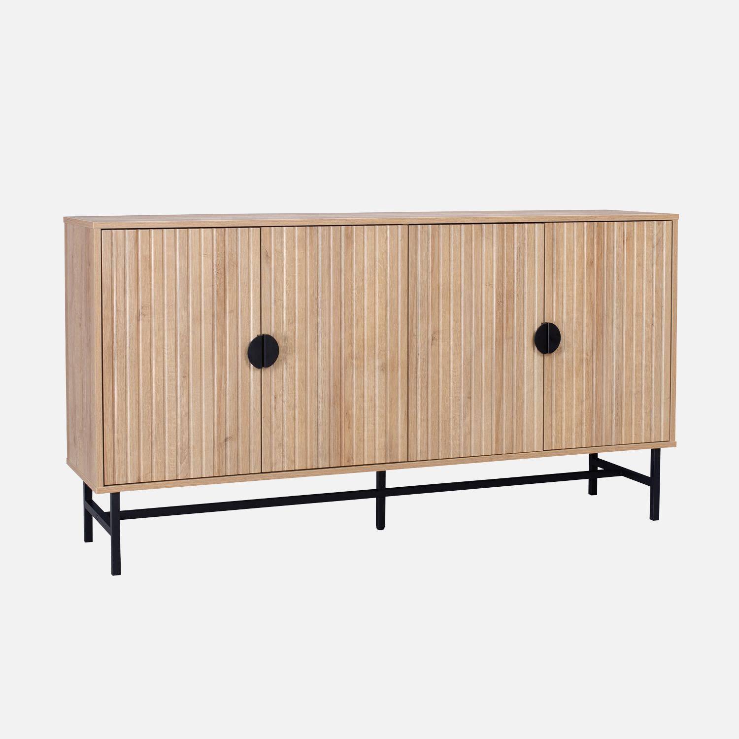  Buffet de rangement effet chêne, Bazalt, quatre portes, deux étagères, L 157,5 x l 39 x H 83cm,sweeek,Photo5