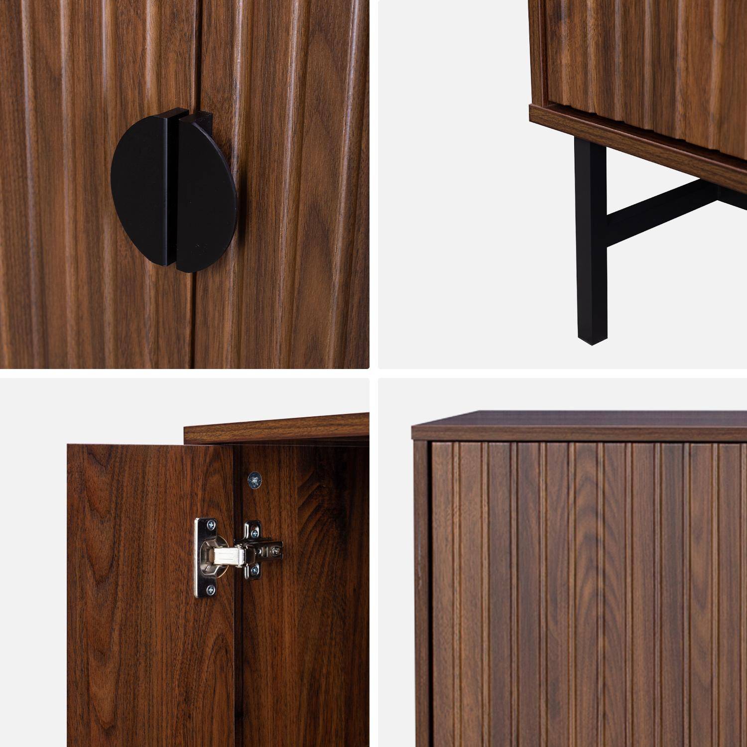  Aparador efecto madera oscura, Bazalt, cuatro puertas, dos estantes, L 157,5 x An 39 x Al 83cm Photo8