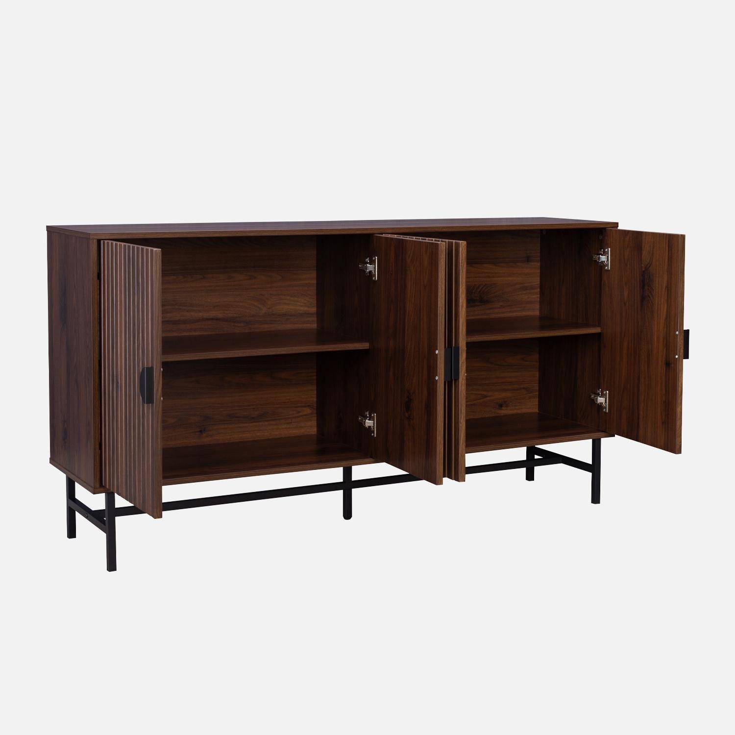  Dark wood effect storage sideboard, Bazalt, four doors, two shelves, L 157.5 x W 39 x H 83cm,sweeek,Photo7