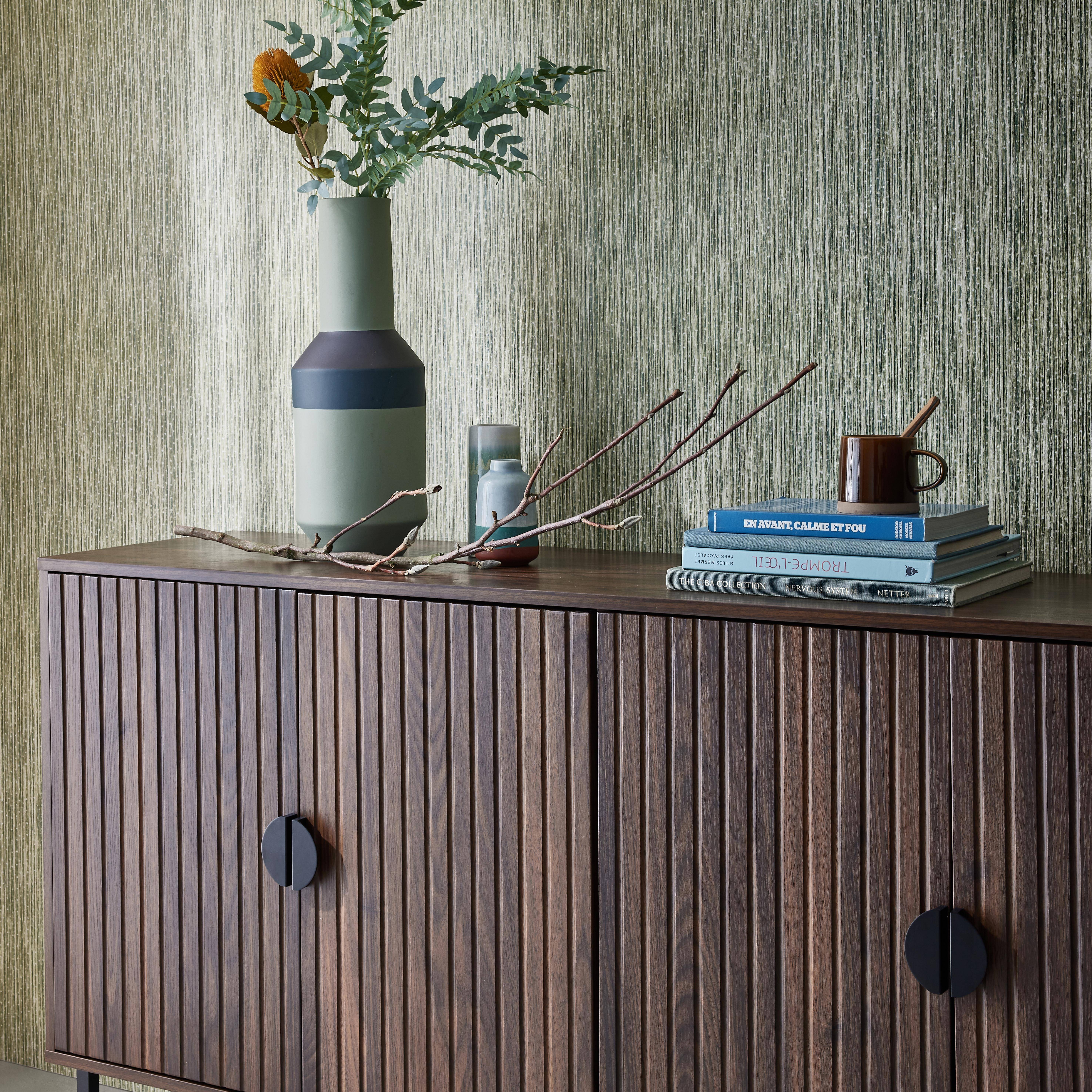  Dark wood effect storage sideboard, Bazalt, four doors, two shelves, L 157.5 x W 39 x H 83cm,sweeek,Photo4