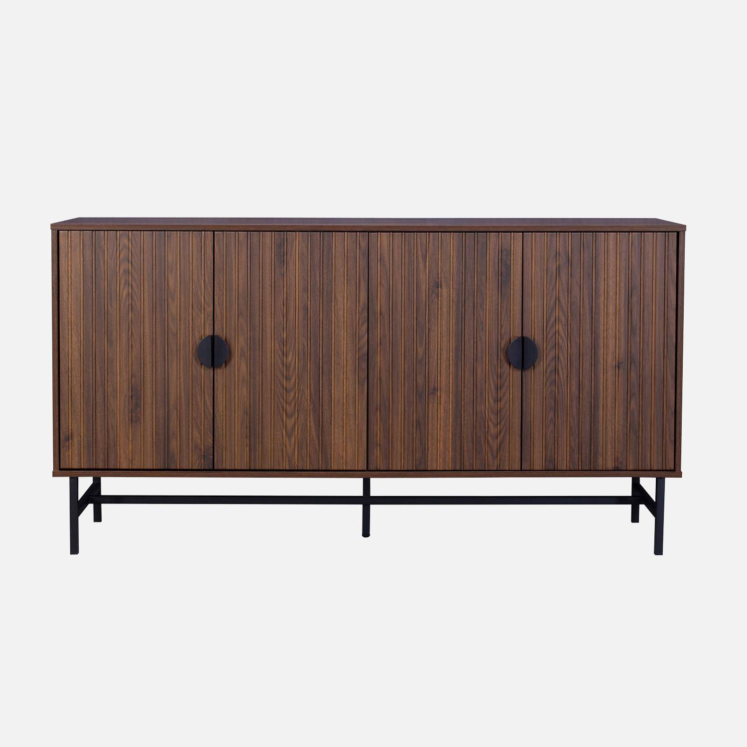  Dark wood effect storage sideboard, Bazalt, four doors, two shelves, L 157.5 x W 39 x H 83cm,sweeek,Photo6