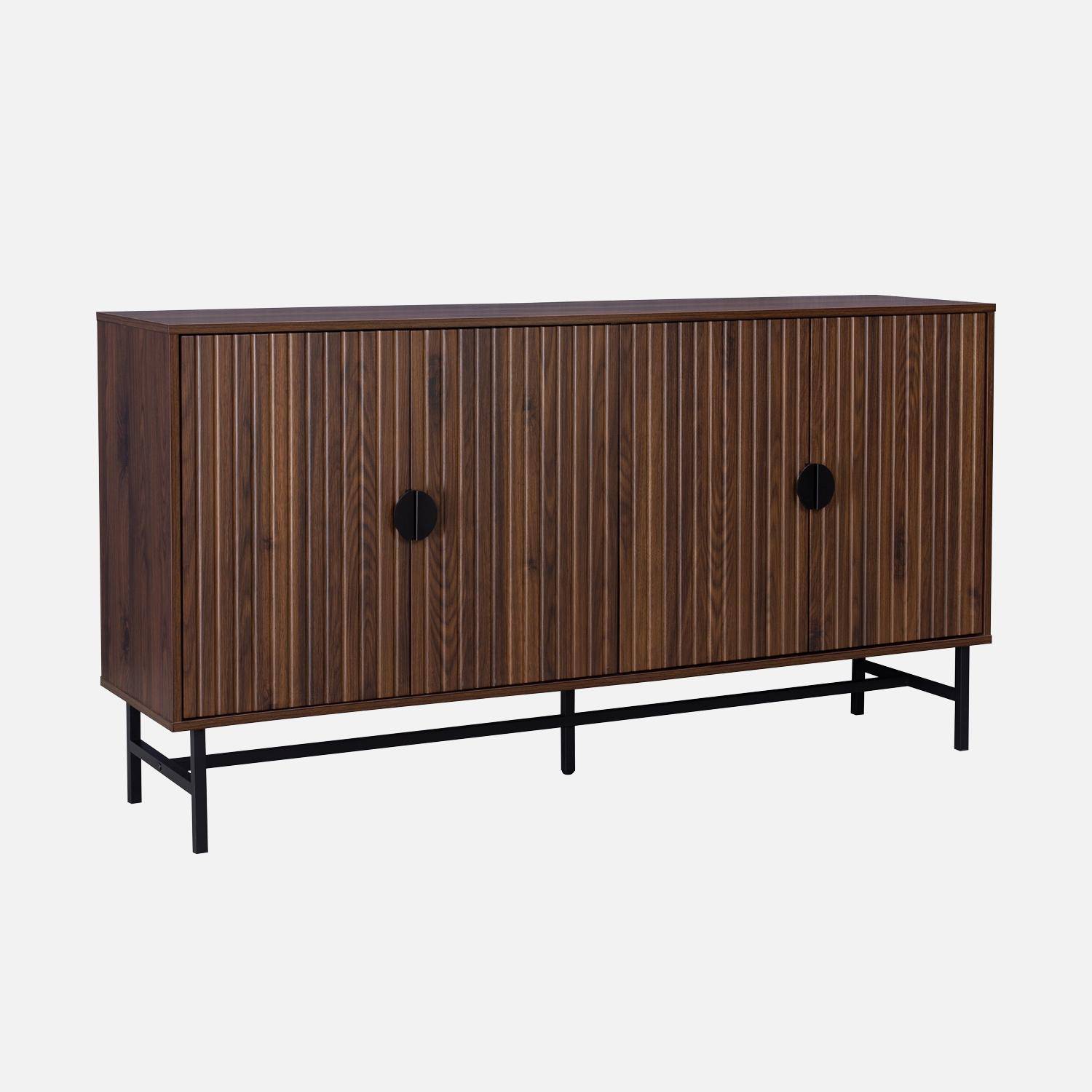  Dark wood effect storage sideboard, Bazalt, four doors, two shelves, L 157.5 x W 39 x H 83cm Photo1
