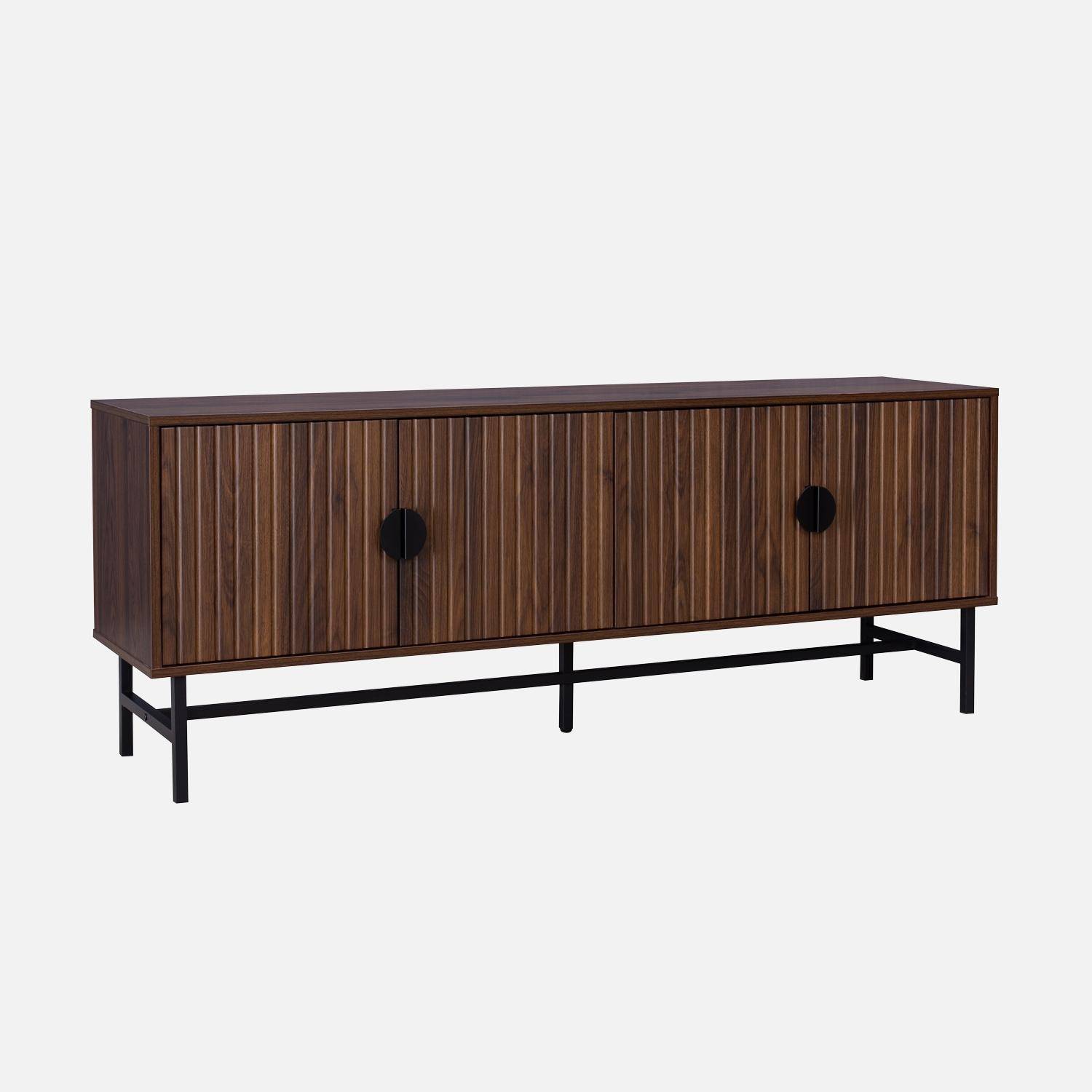 Mueble TV efecto madera estriada, 160cm, Bazalt, Madera oscura, 157.5x39x60 cm,sweeek,Photo5