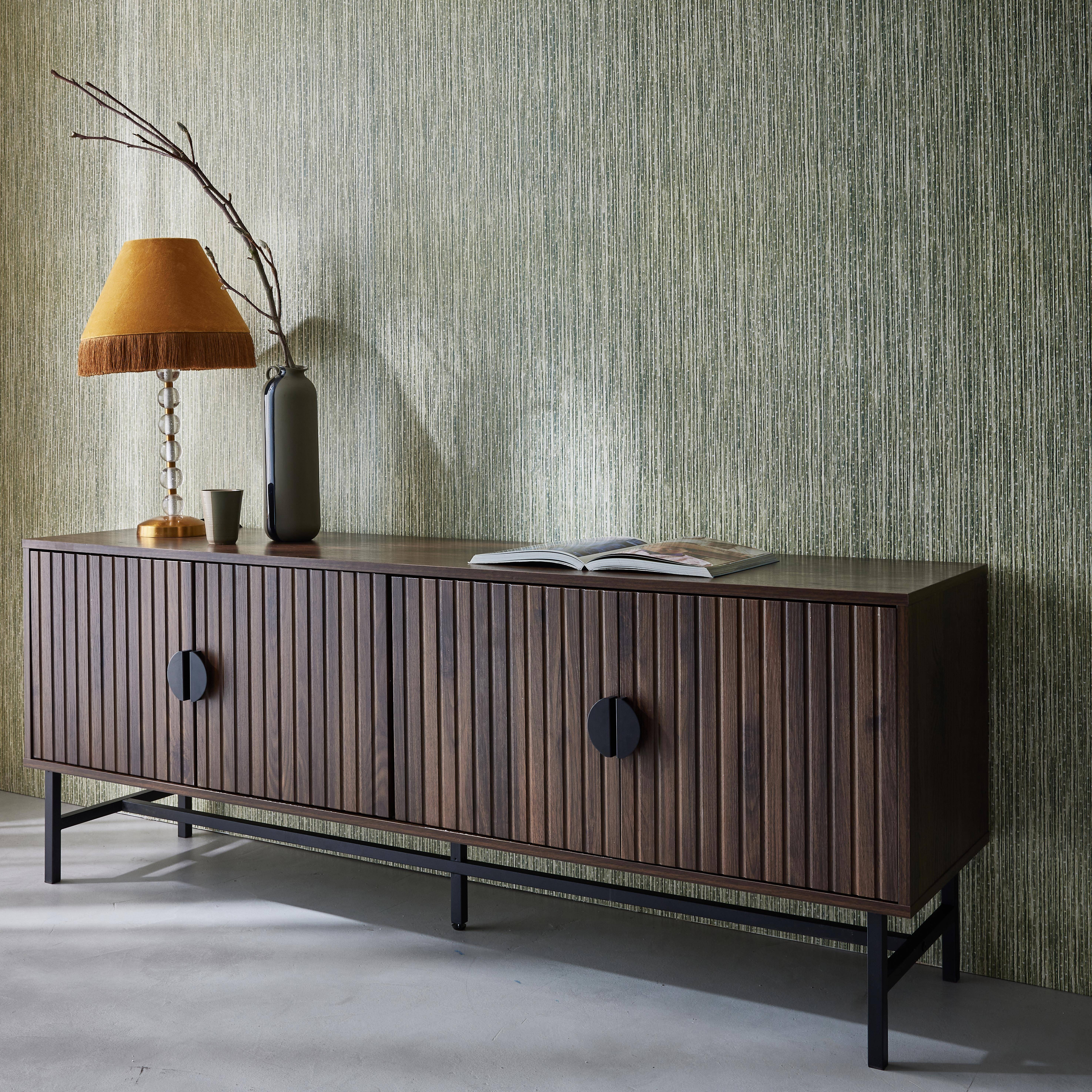 TV meubel, donker houteffect, gegroefd houtdecor, L 160 x B 39 x H 60cm,sweeek,Photo3