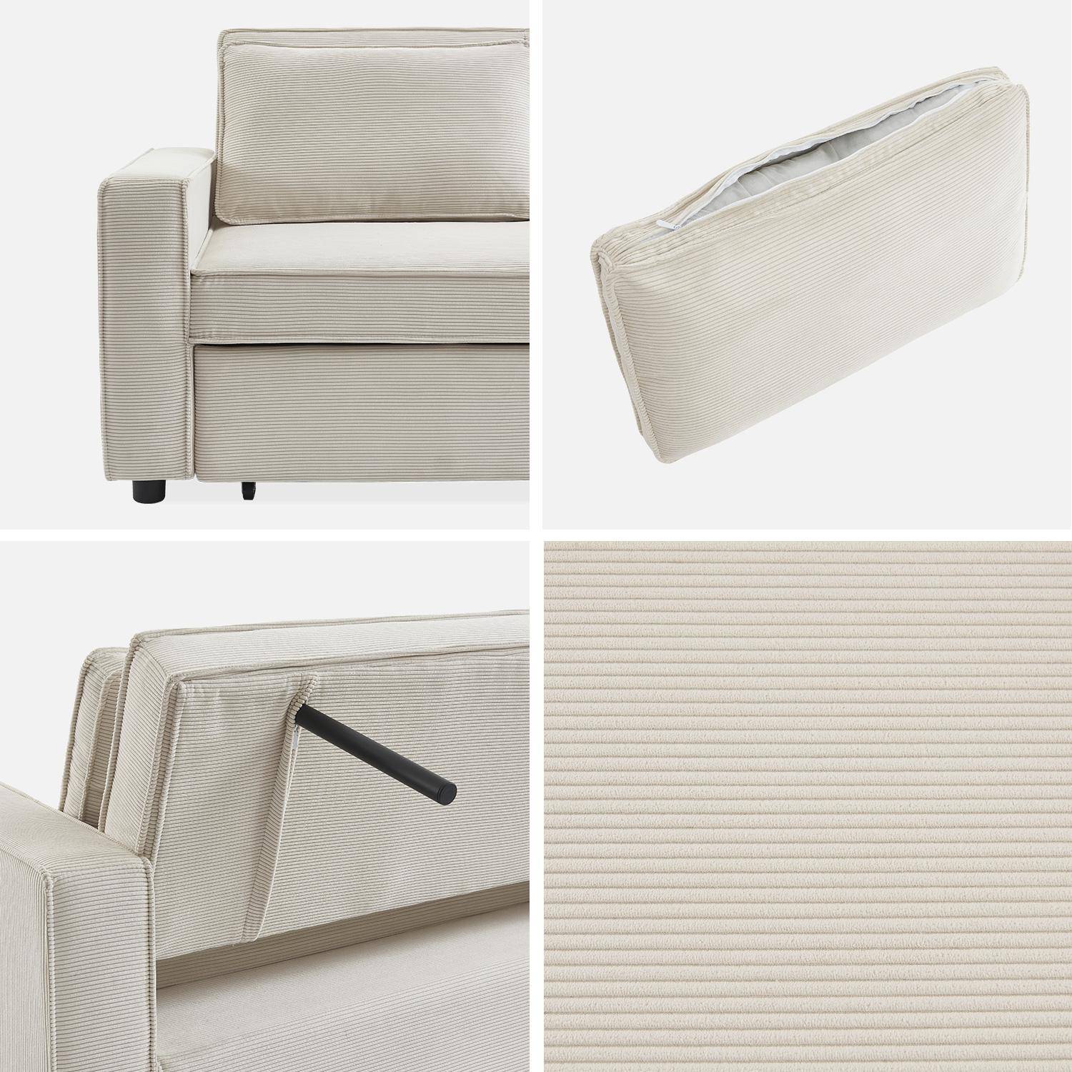 Schlafsofa 2-Sitzer mit cremefarbenem Cordbezug, B 172,5 x T 91,5 x 88,5cm - Chill,sweeek,Photo8