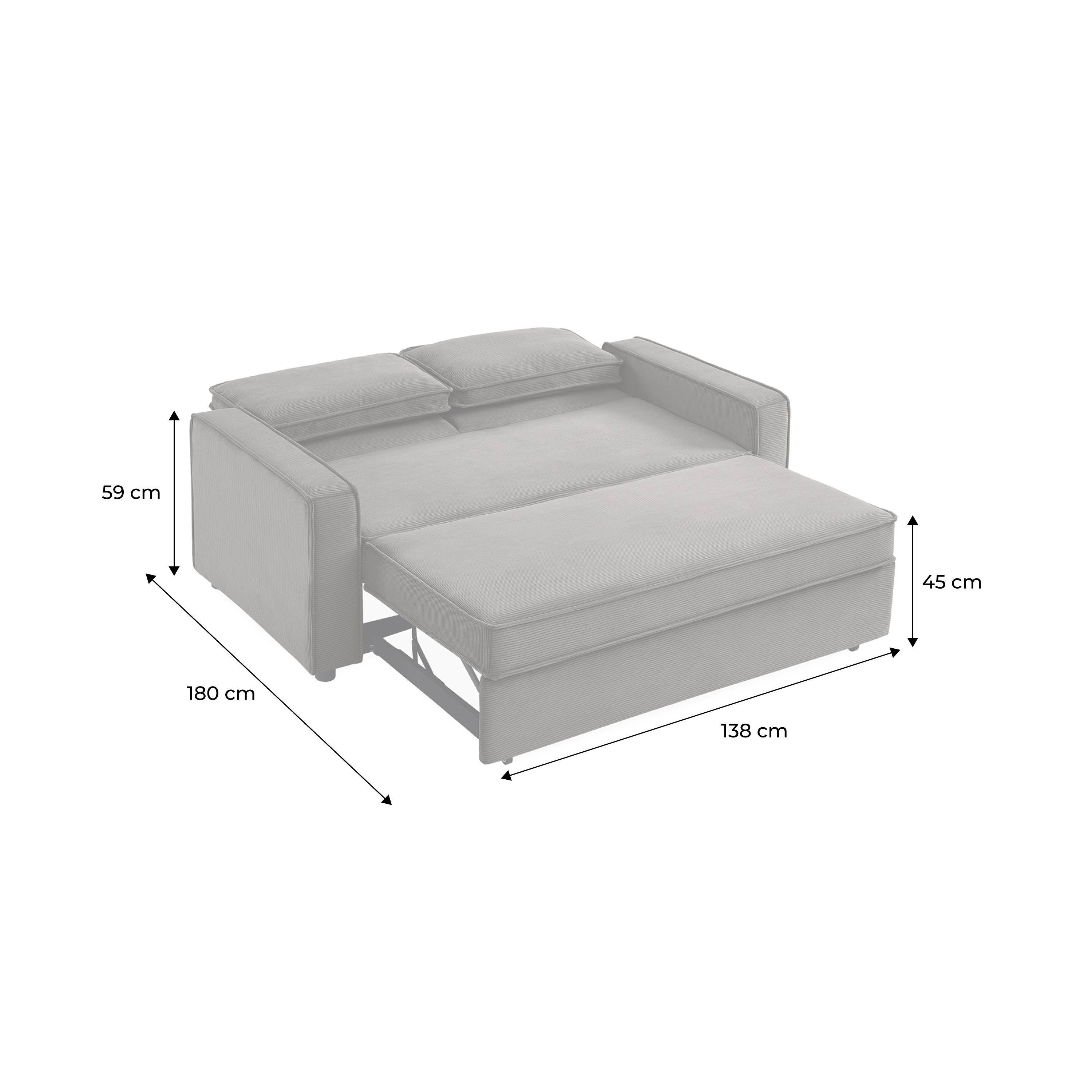 Divano letto in velluto a coste, 2 posti Crema - 172.5x91.5x88.5 cm,sweeek,Photo9