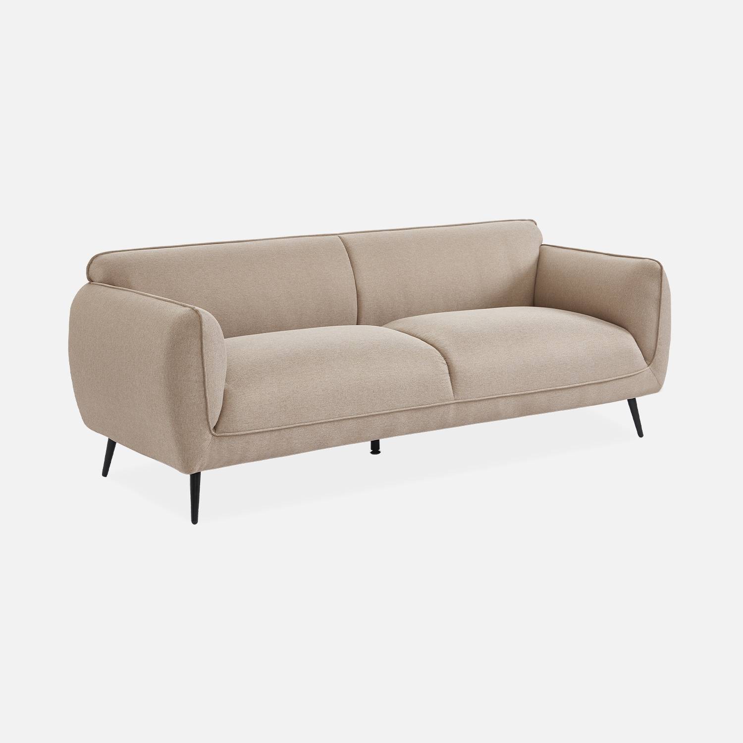 3-Sitzer-Sofa mit Stoffbezug in beige und schwarzen Metallfüßen I sweeek