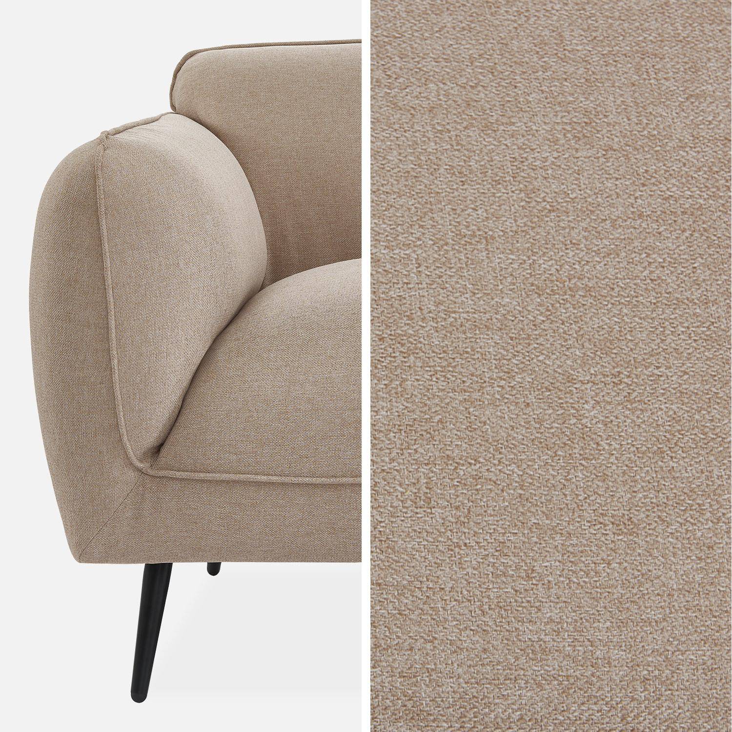3-Sitzer-Sofa mit Stoffbezug in beige und schwarzen Metallfüßen - Soft Photo6