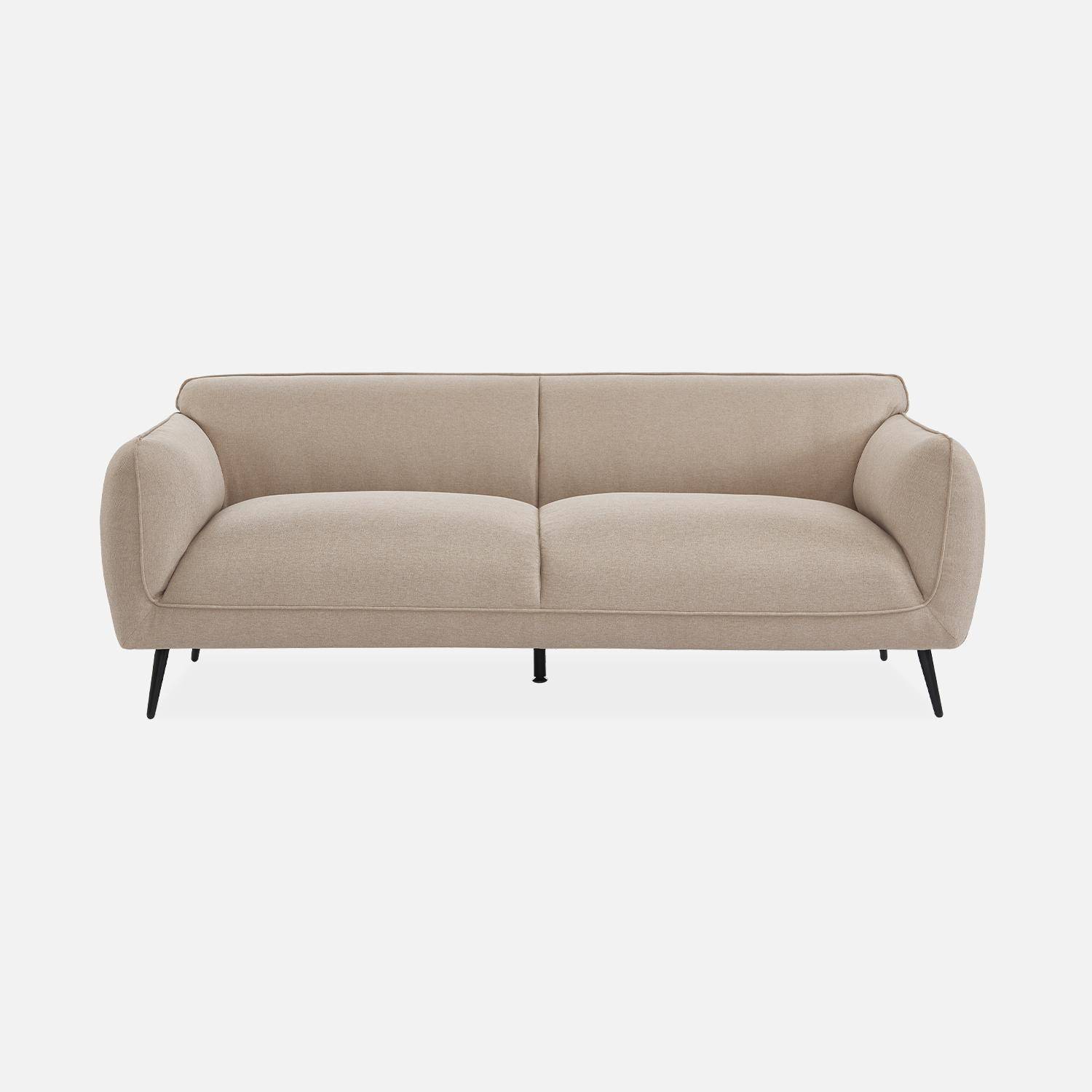 3-Sitzer-Sofa mit Stoffbezug in beige und schwarzen Metallfüßen - Soft,sweeek,Photo4