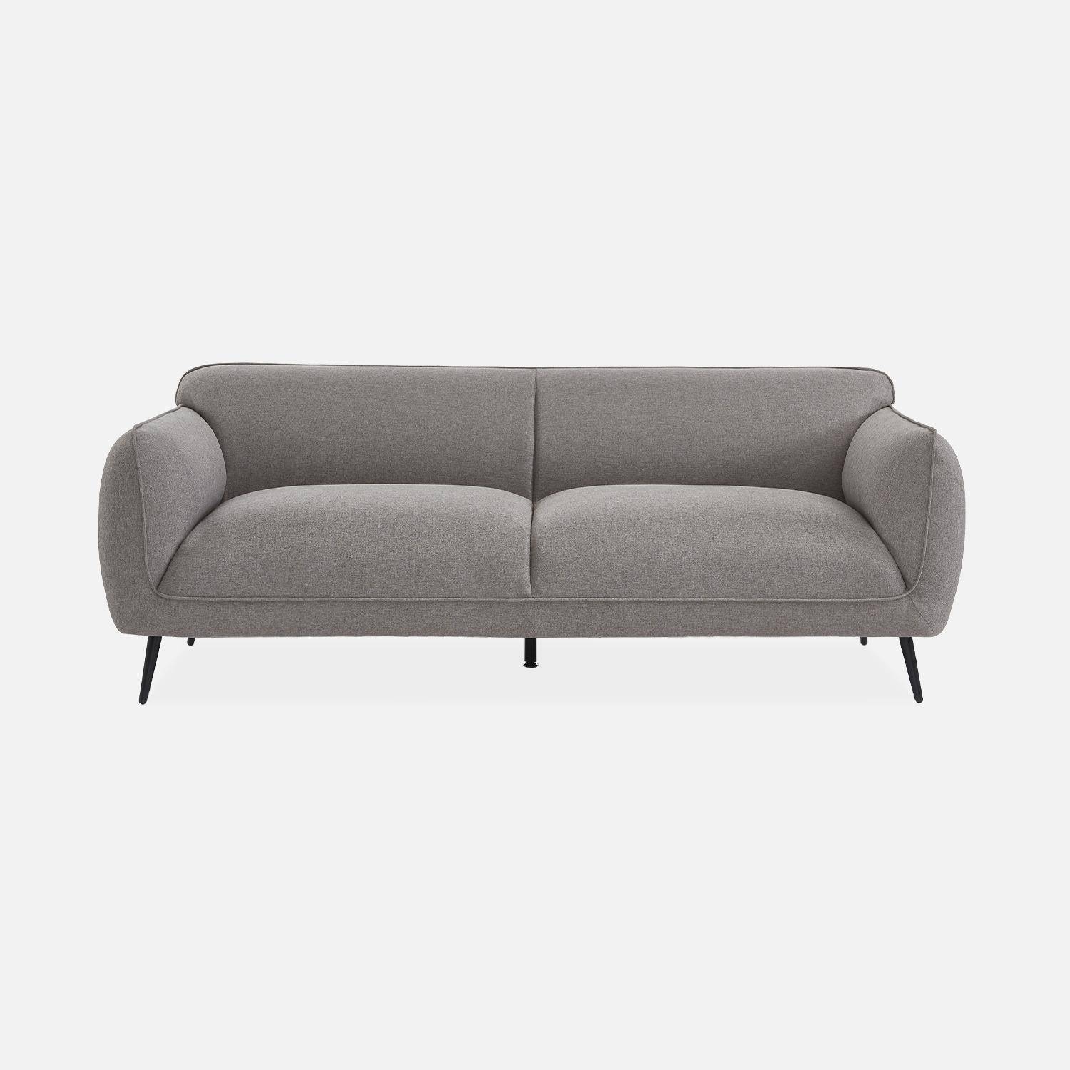 3-Sitzer-Sofa mit hellgrauem Stoffbezug und schwarzen Metallfüßen - Soft,sweeek,Photo4