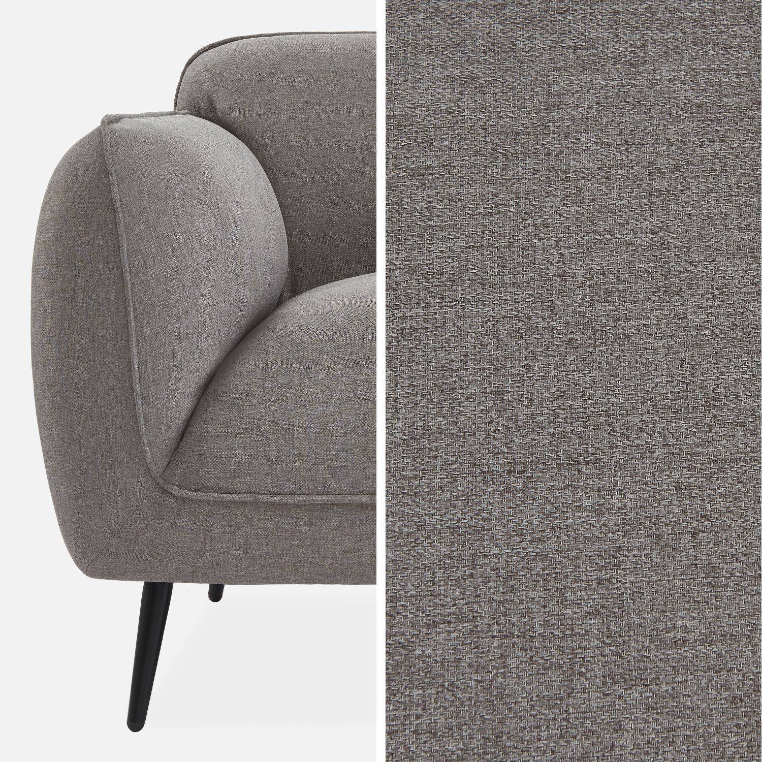 3-Sitzer-Sofa mit hellgrauem Stoffbezug und schwarzen Metallfüßen - Soft,sweeek,Photo6