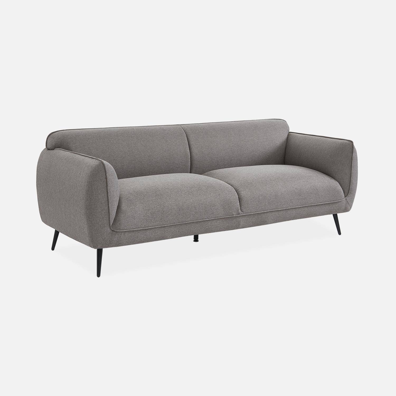 3-Sitzer-Sofa mit hellgrauem Stoffbezug und schwarzen Metallfüßen - Soft Photo3