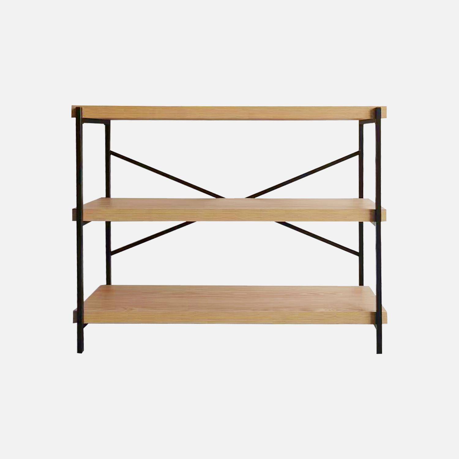 3-level shelf with an ash and metal effect, Natural