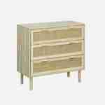 3-drawer cane and wood-effect chest of drawers CAMARGUE W 80 x D 40 x H 80cm Photo1