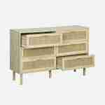 6-drawer cane and wood-effect CAMARGUE chest of drawers W 120 x D 40 x H 80cm Photo3