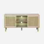 Cane and wood effect TV stand, 2 doors and 1 shelf, 120cm Photo2