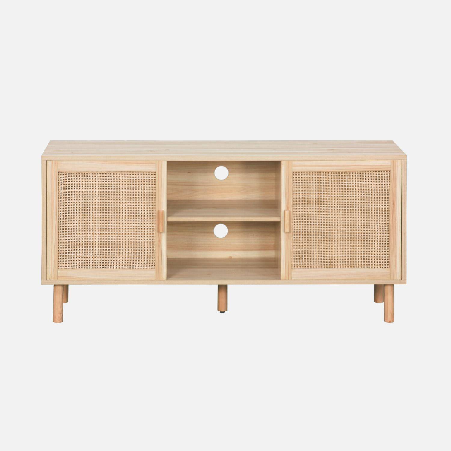 Mueble TV efecto caña y madera 120cm, Camargue, Natural, 120x39x57 cm,sweeek,Photo4