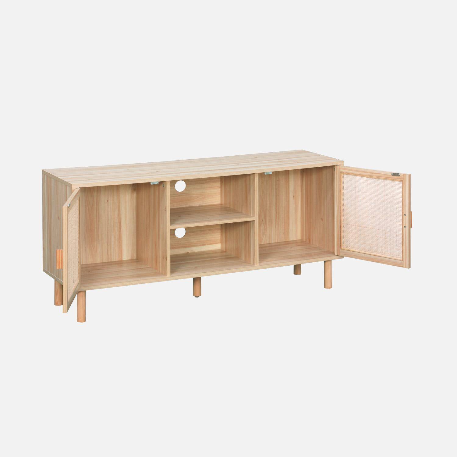 Mueble TV efecto caña y madera 120cm, Camargue, Natural, 120x39x57 cm,sweeek,Photo5