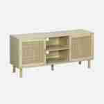 TV-meubel met riet en houteffect, 2 deuren en 1 plank, 120cm Photo1