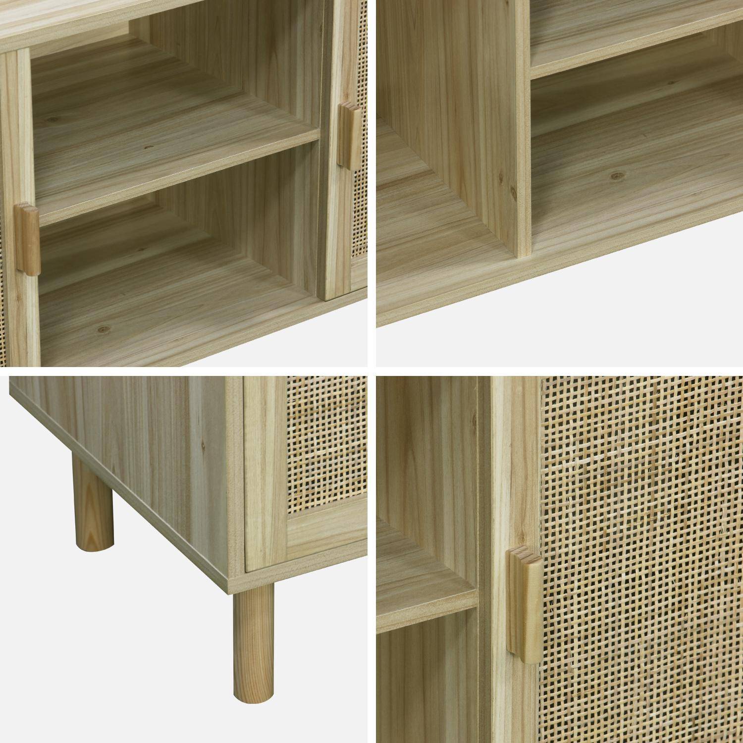 Mueble TV efecto caña y madera, 2 puertas y 1 estante, 120cm,sweeek,Photo4