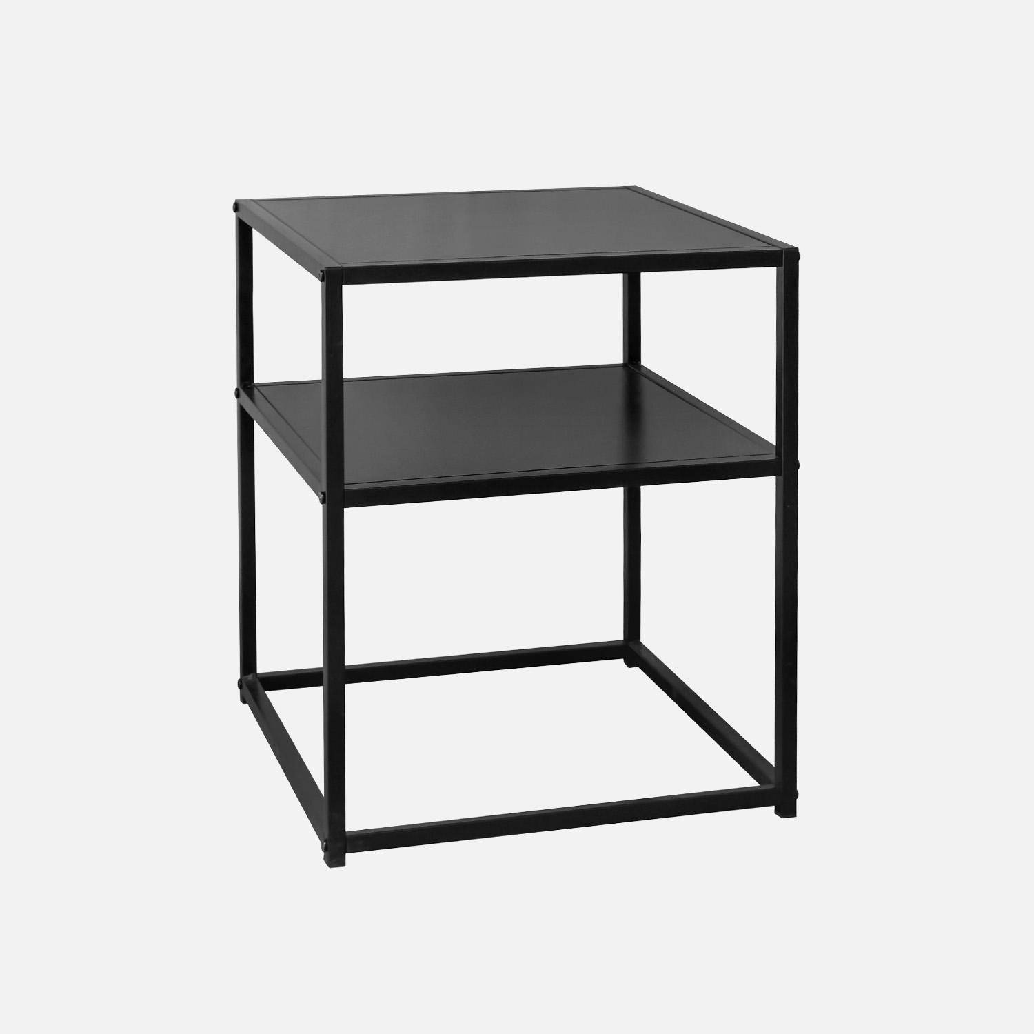 Table de chevet en métal noir, 1 étagère, INDUSTRIELLE L 43 x l 40 x H 52cm Photo3