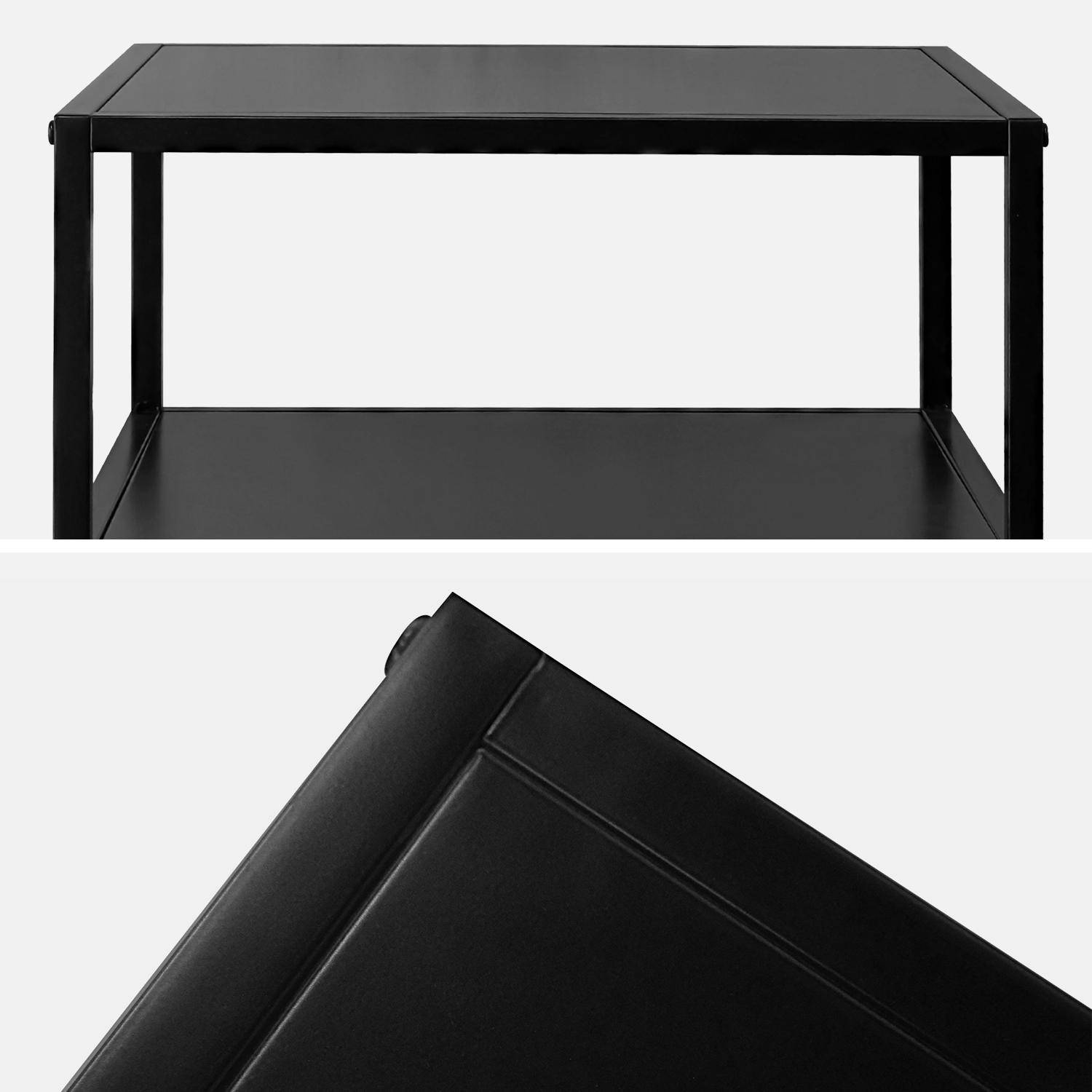 Black metal bedside table with shelf, Industrielle, Black Photo6