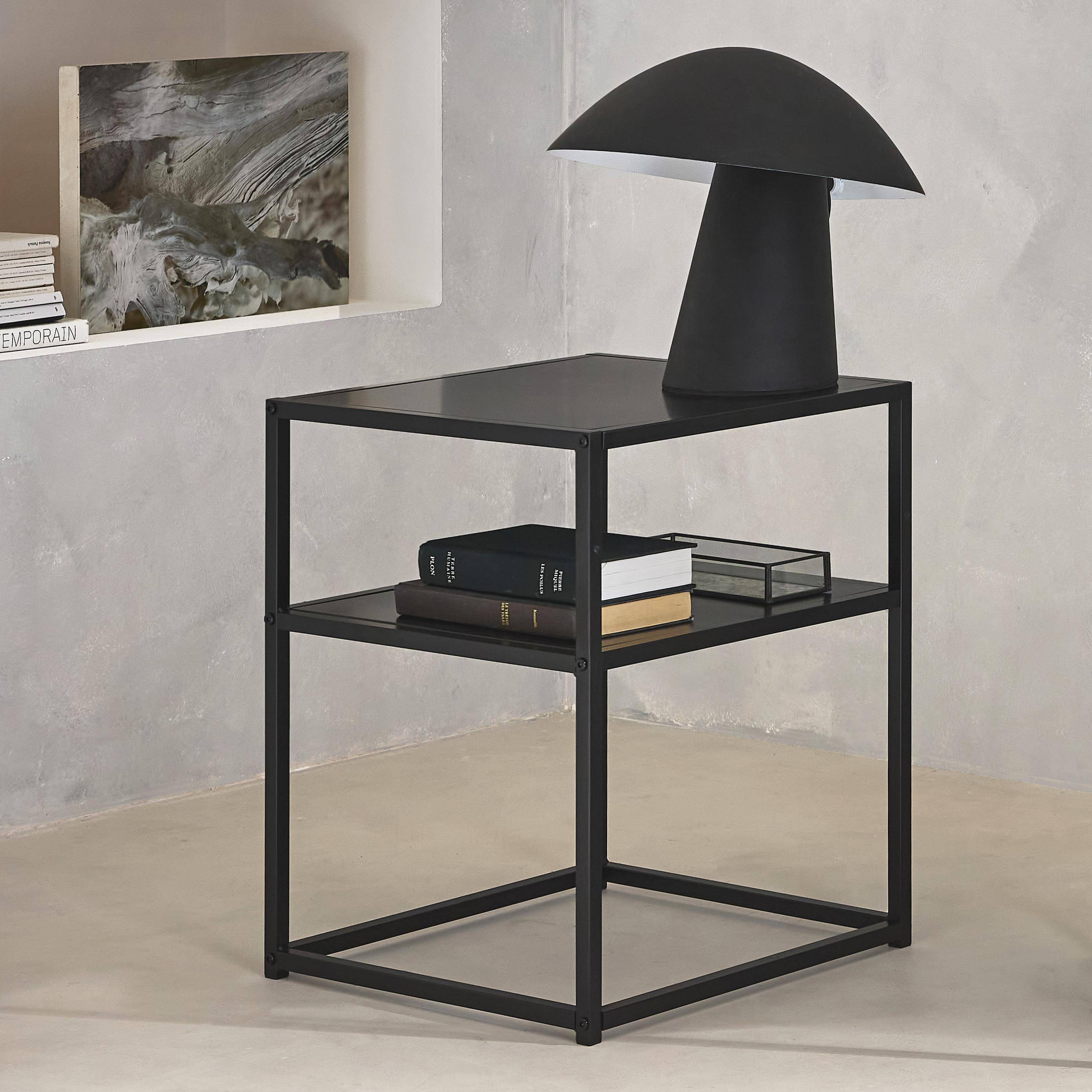 Comodino in metallo nero con ripiano, Industrielle, Nero, 43x40x52 cm,sweeek,Photo2