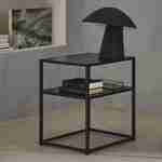 Black metal bedside table with shelf, Industrielle, Black Photo2