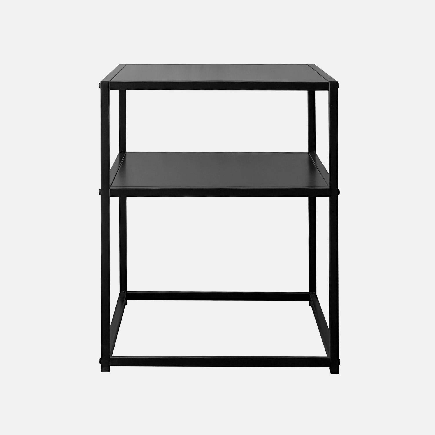 Table de chevet en métal noir, 1 étagère, INDUSTRIELLE L 43 x l 40 x H 52cm Photo4