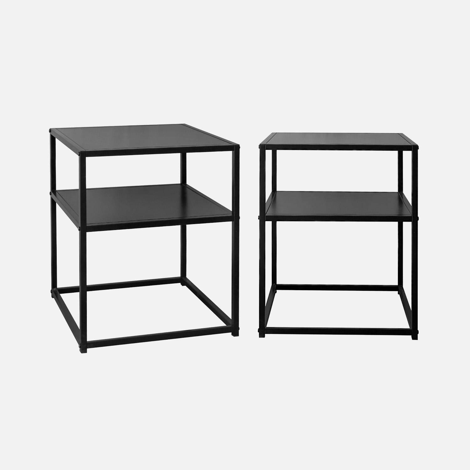 Set van 2 zwart metalen nachtkastjes, 1 plank, Industrielle, L 43 x B 40 x H 52cm Photo3