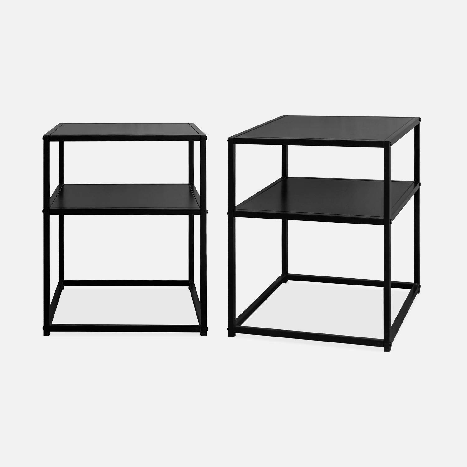 Set of 2 black metal bedside tables, 1 shelf, INDUSTRIAL L43xW40xH52cm Photo4