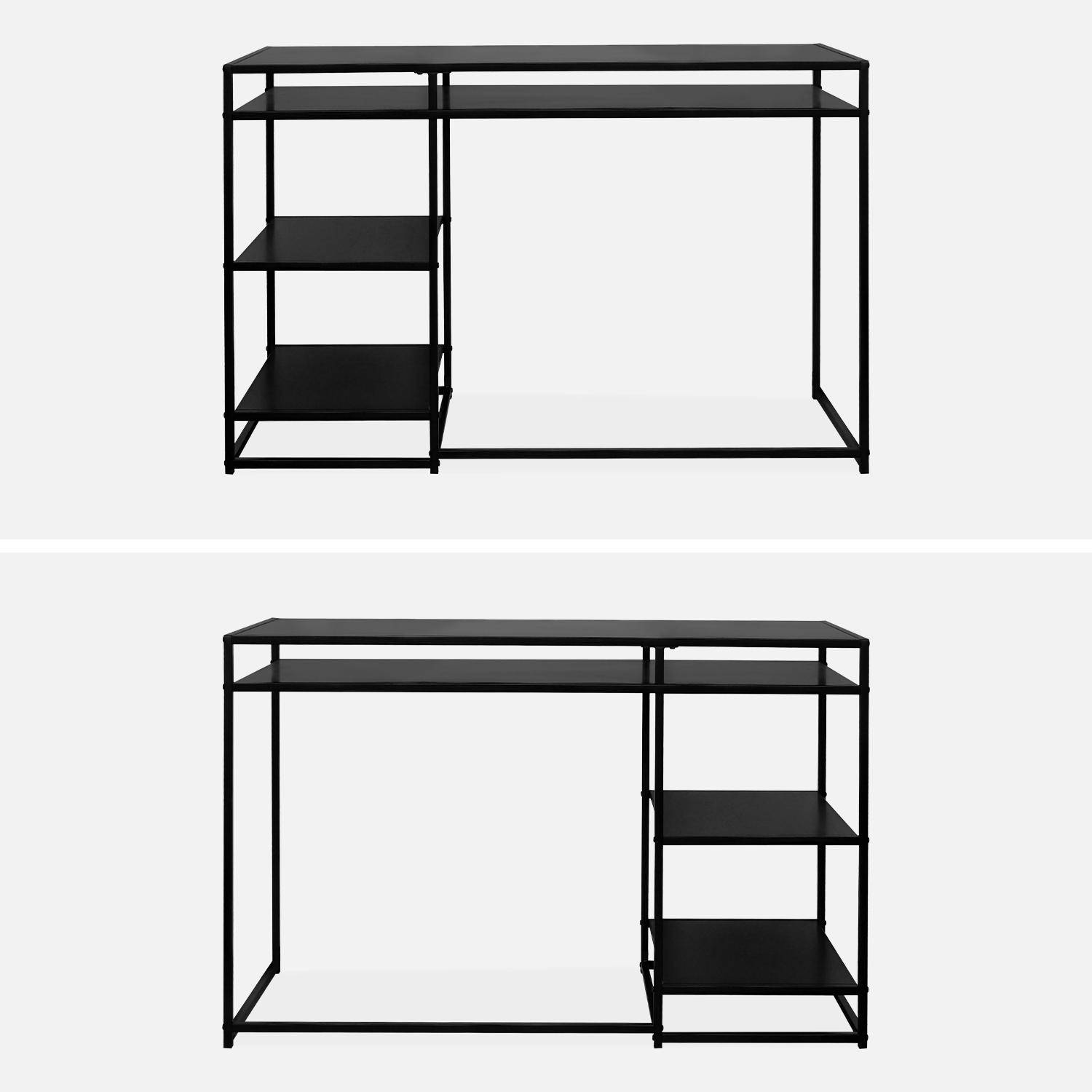 Desk with 2 black metal shelves 120cm, Industrielle, Black,sweeek,Photo5