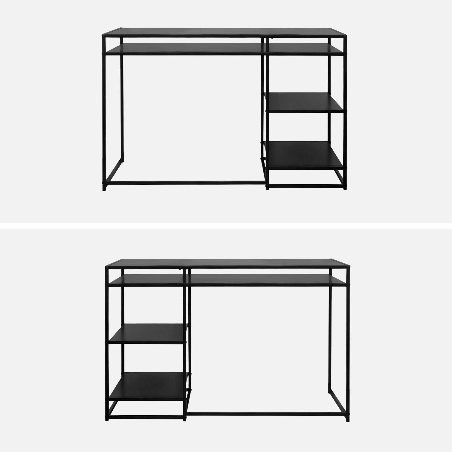 Bureau avec casiers et deux étagères en métal noir 120cm - INDUSTRIELLE Photo4