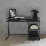 Desk with compartments and two shelves in black metal 120cm - INDUSTRIELLE Photo1