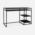 Desk with compartments and two shelves in black metal 120cm - INDUSTRIELLE Photo3