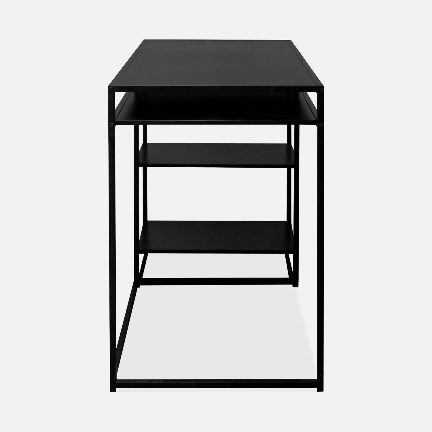 Desk with compartments and two shelves in black metal 120cm - INDUSTRIELLE Photo5