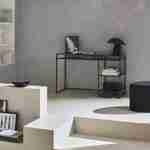 Desk with compartments and two shelves in black metal 120cm - INDUSTRIELLE Photo2