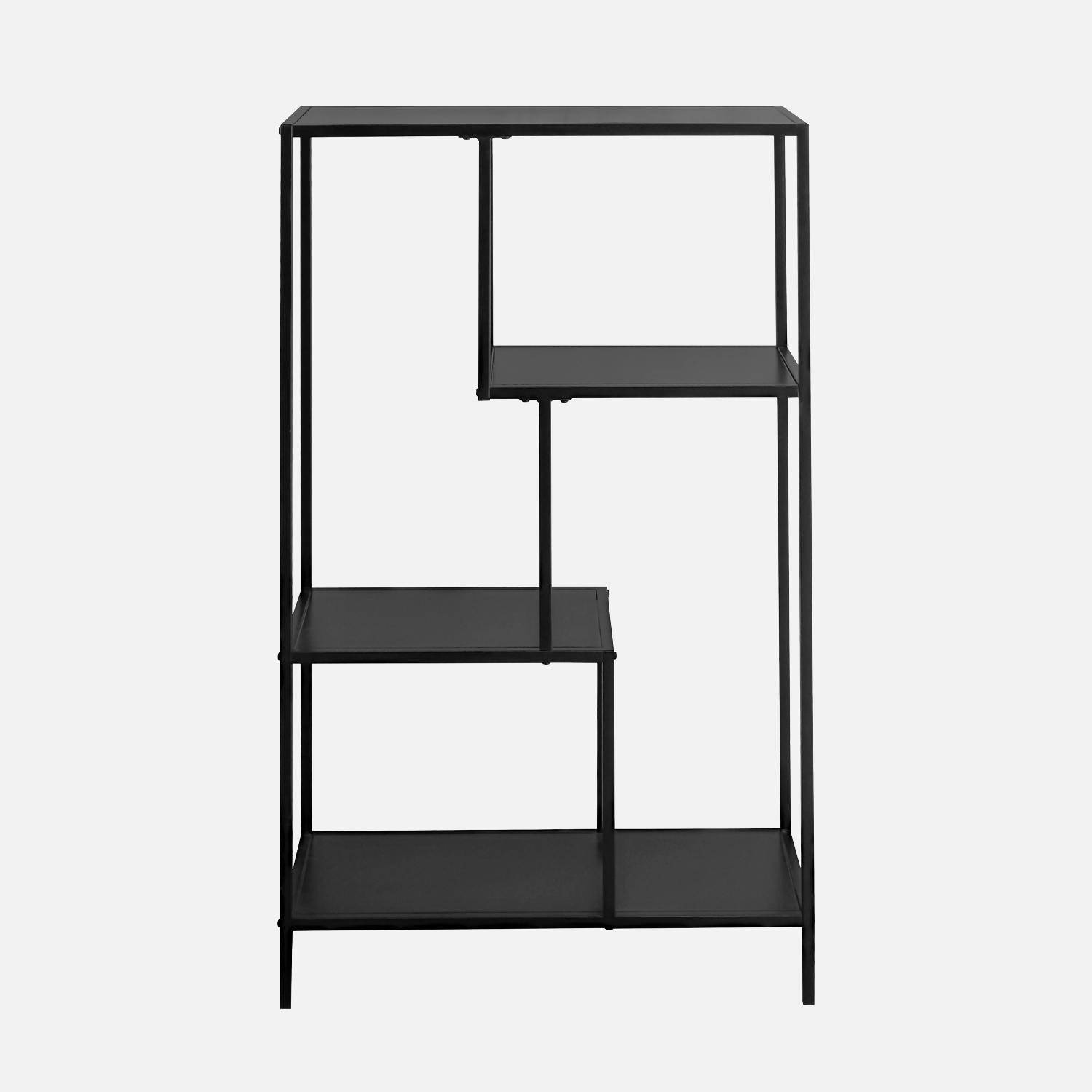 Estantería asimétrica de metal negro con 4 estanterías, Industrielle, Negro, 69x33x113.5 cm,sweeek,Photo4