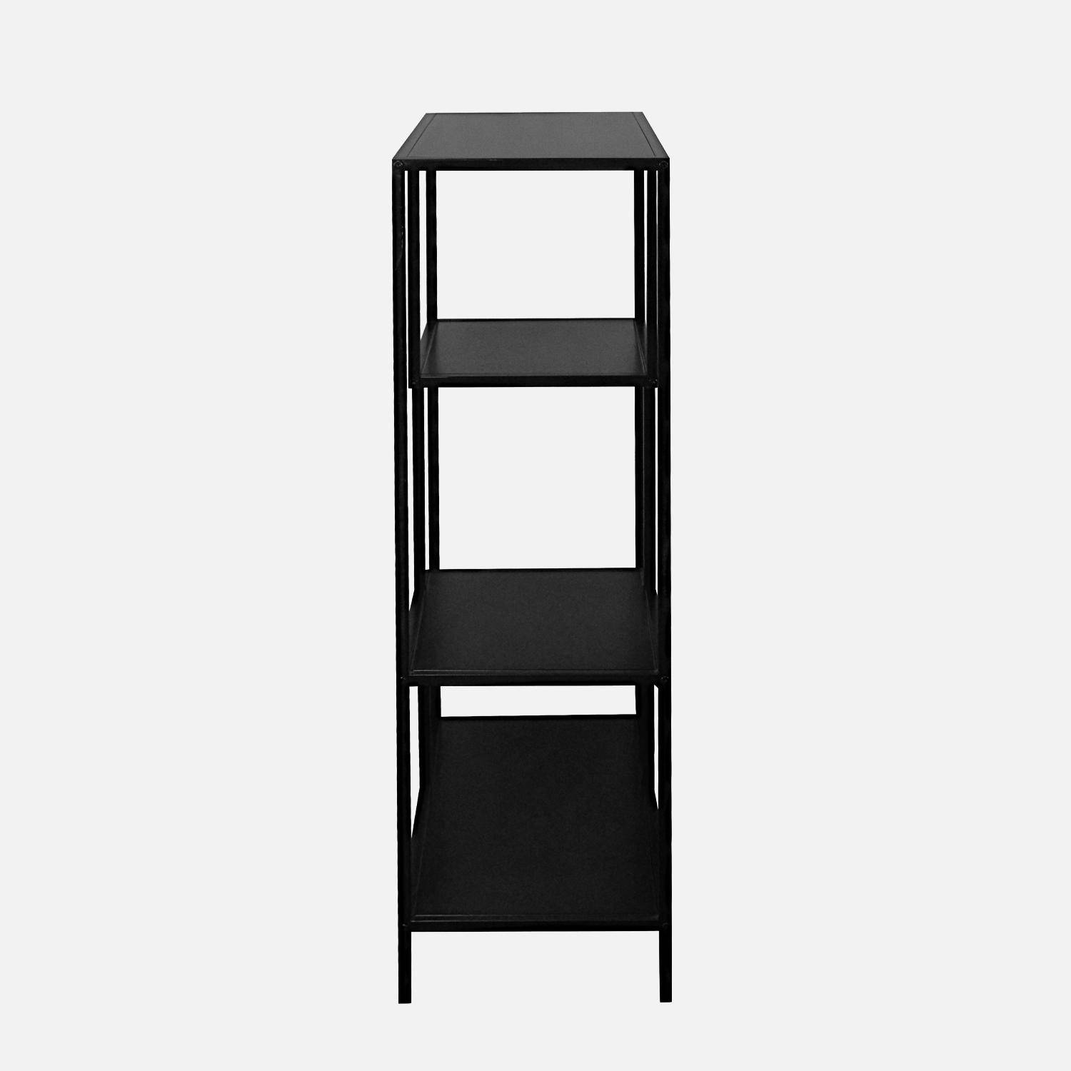 Estantería asimétrica de metal negro con 4 estanterías, Industrielle, Negro, 69x33x113.5 cm,sweeek,Photo6