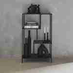 Asymmetrical black metal bookshelf with 4 shelves, Industrielle, Black Photo1