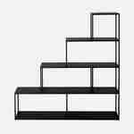 Bücherregal aus schwarzem Metall, mit 4 Ebenen und Treppenlook B 160 x T 30 x H 157cm - Industrielle Photo4