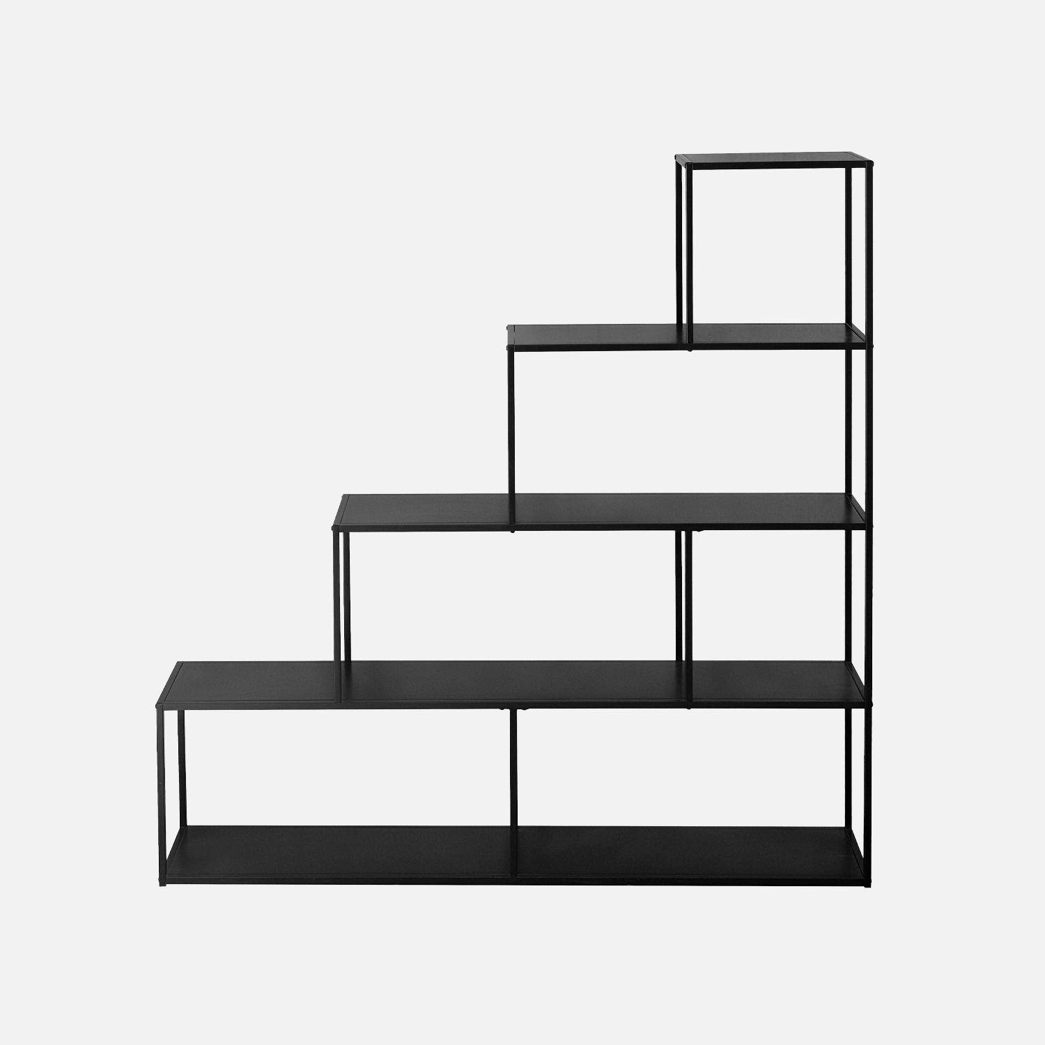 Etagère bibliothèque escalier en métal noir 4 niveaux INDUSTRIELLE  L 160 x P 30 x H 157cm  Photo4