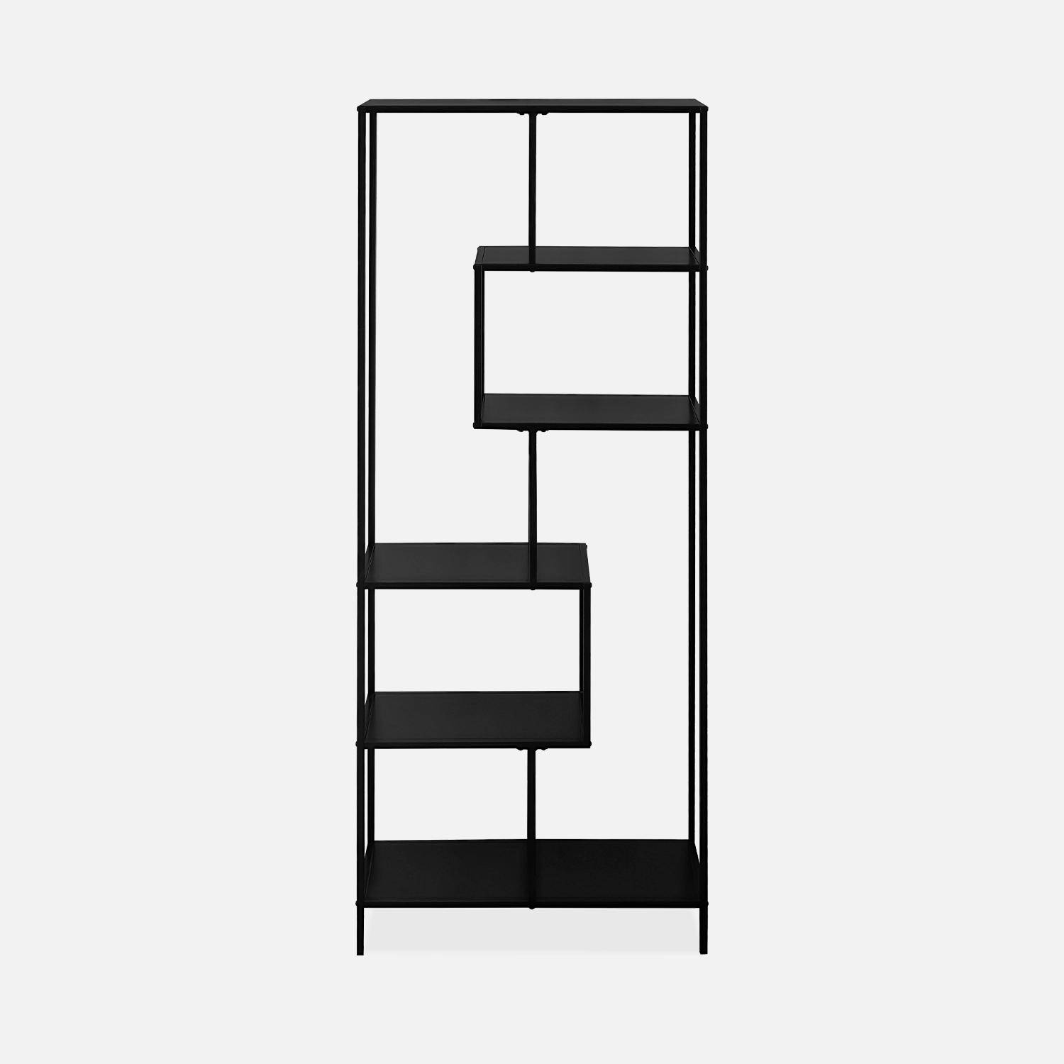Etagère bibliothèque asymétrique 6 étages en métal noir INDUSTRIELLE L 77 x P 33 x H 185cm ,sweeek,Photo4