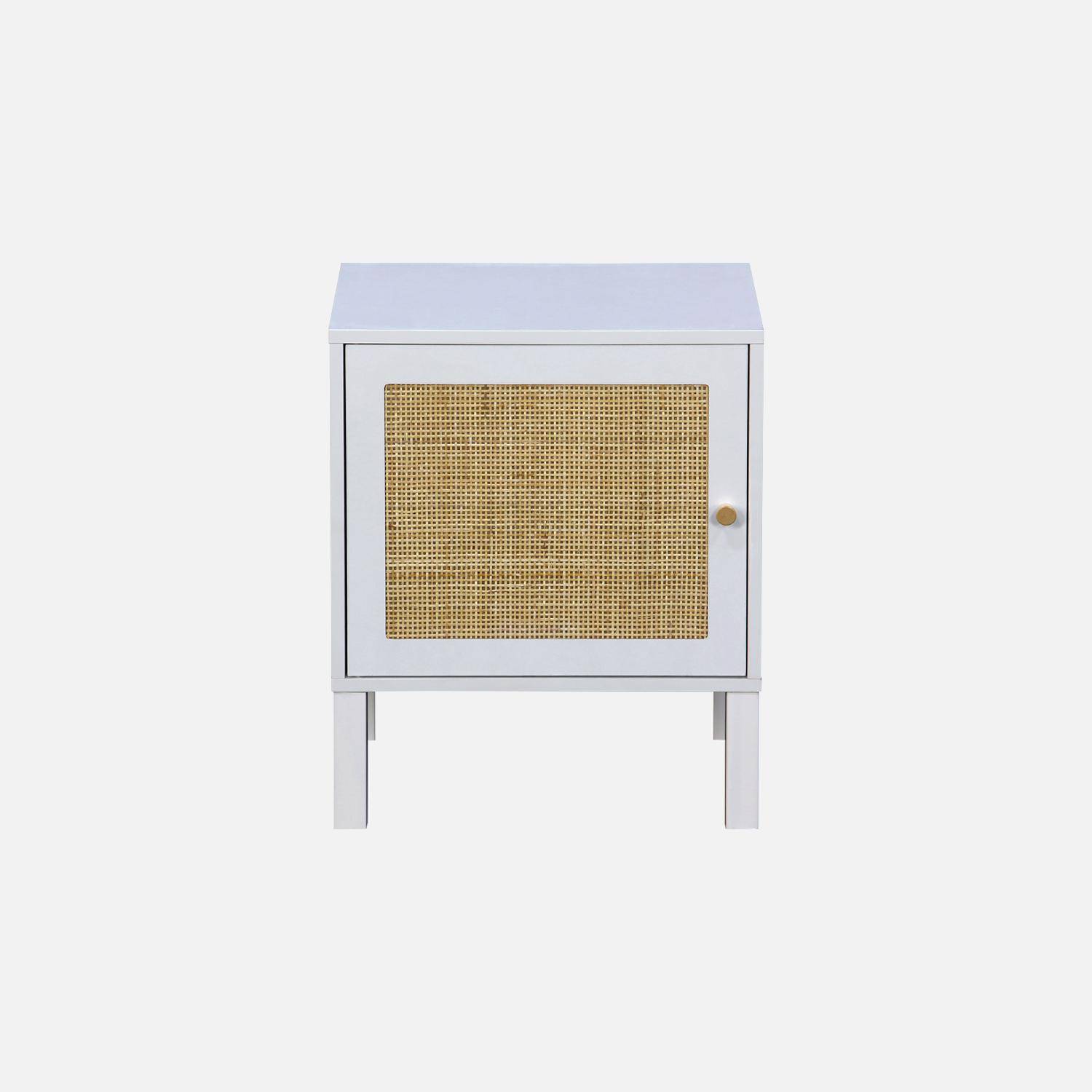 White wood and cane effect children's bedside table Photo2