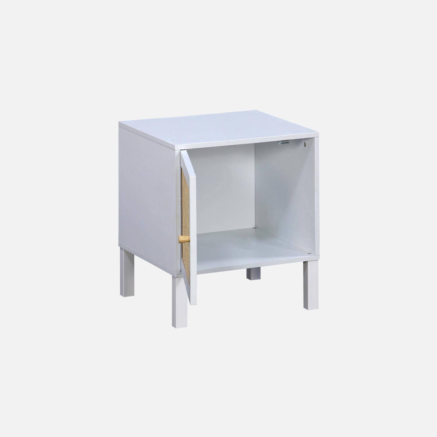Table De Chevet Enfant Azur - 1 Porte Motif Bois Vert, Pieds En Pin, Anti-Basculement 34x23.5x52 Cm - 4