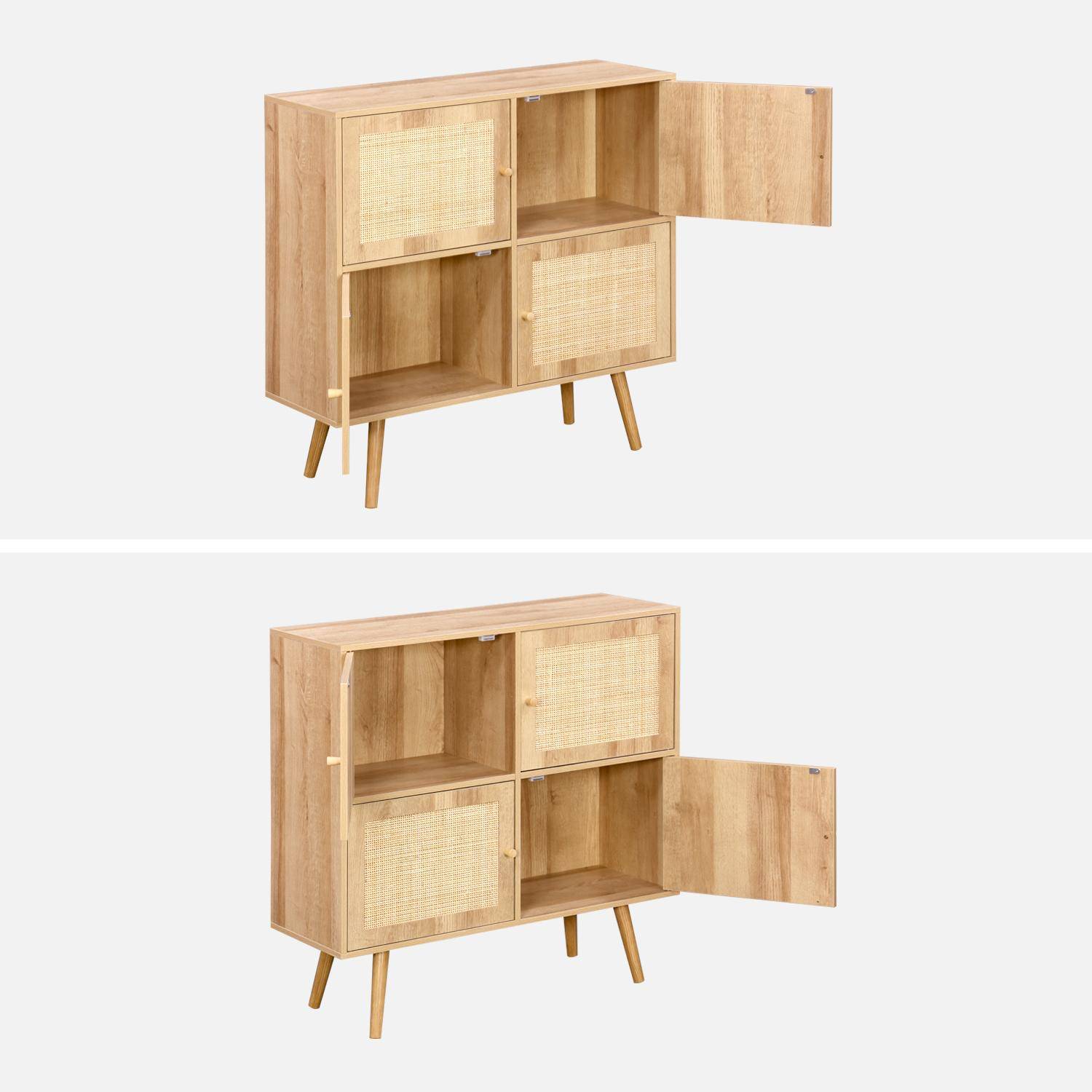 Wood-effect 4-door cane children's chest of drawers Photo3