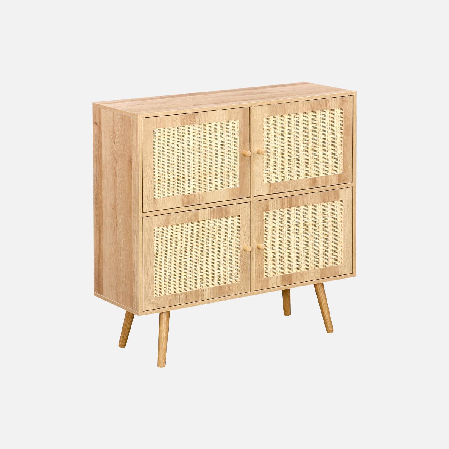 Wood-effect 4-door cane children's chest of drawers Photo5