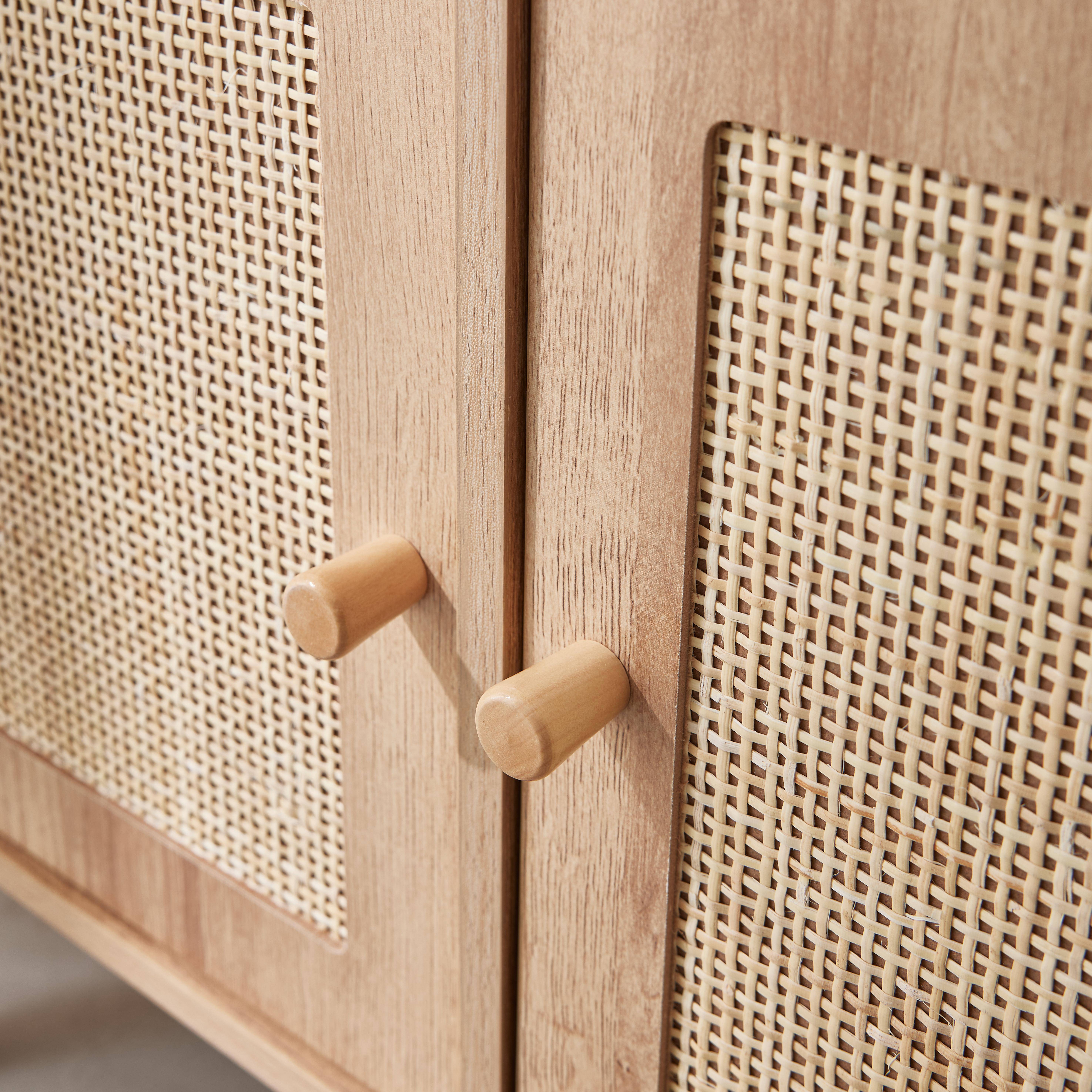 Wood-effect 4-door cane children's chest of drawers,sweeek,Photo2